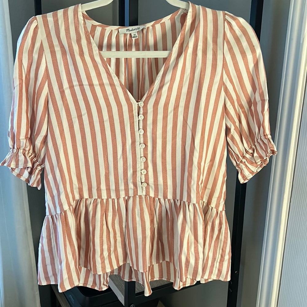 Madewell Striped Ruffle Top